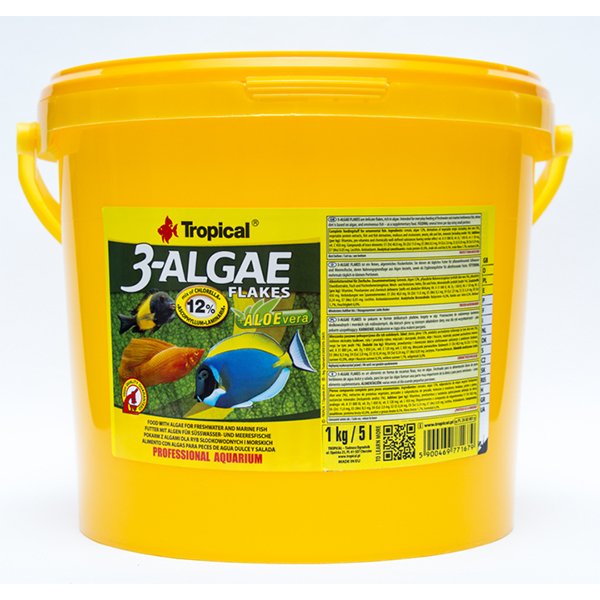 Tropical 2 Kg 3-Algae Flakes Tatlı Ve Tuzlu Su Balıkları İçin Alg İçeren Balık Yemi 11 Lt | Özel Akvaryum Yem