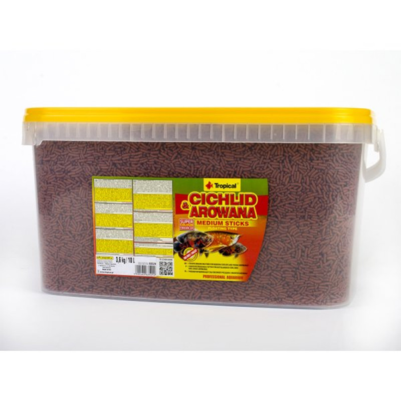 Tropical 3.6 Kg Cichlid Arowana Medium Sticks Cichlid Balıkları İçin Orta Boy Çubuk Balık Yemi 10 Lt | Özel Akvaryum Yem Tropical 3.6 Kg Cichlid Arowana Medium Sticks Cichlid Balıkları İçin Orta Boy Çubuk Balık Yemi 10 Lt | Özel Akvaryum Yem