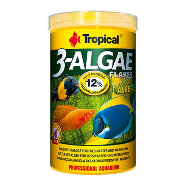 Tropical 50 Gr 3-Algae Flakes Tatlı Ve Tuzlu Su Balıkları İçin Alg İçeren Balık Yemi 250 Ml | Özel Akvaryum Yem