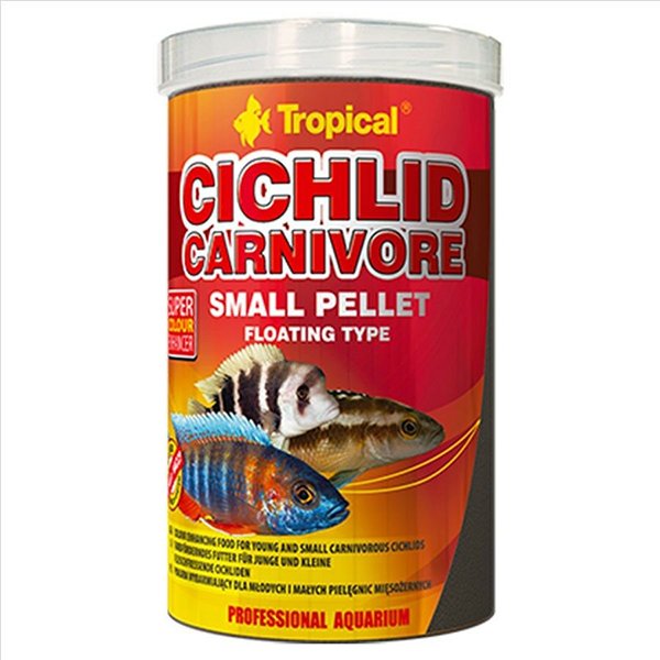 Tropical 90 Gr Cichlid Carnıvore Small Pellet Etobur Ciichlid Balıkları İçin Renklendirici Balık Yemi 250 Ml | Özel Akvaryum Yem