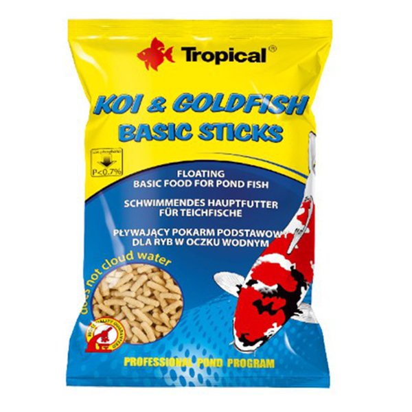 Tropical 90 Gr Koi Goldfish Basic Sticks Havuz Balıkları İçin Yüzücü Temel Balık Yemi 100 Ml | Tatlı Su Akvaryumu Yemi