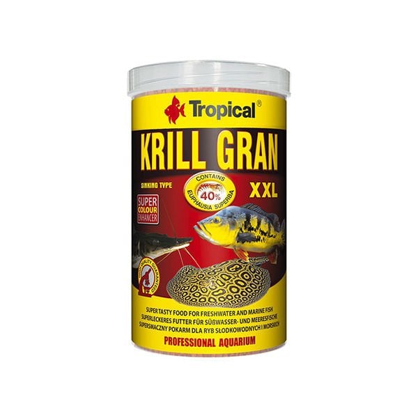 Tropical Krill Gran Büyük Akvaryum Balıkları için Renklendirici Balık Yemi 1000 Ml 500 Gr | Balık Yemi Kovası
