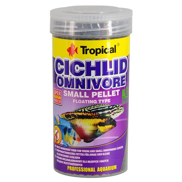 Tropical 90 Gr Cichlid Omnivore Small Pellet Karışık Beslenen Cichlid Balıkları İçin Pellet Balık Yemi 250 Ml | Özel Akvaryum Yem