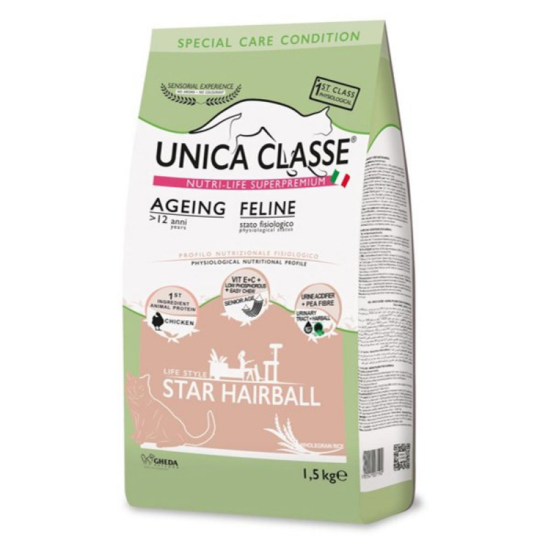 Unica Classe 1.5 Kg Adult Ageing Feline Star Hairball Tavuklu Yaşlanan Yetişkin | Yetişkin Kuru Kedi Maması Unica Classe 1.5 Kg Adult Ageing Feline Star Hairball Tavuklu Yaşlanan Yetişkin | Yetişkin Kuru Kedi Maması
