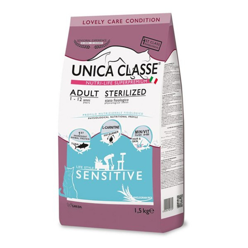 Unica Classe 1.5 Kg Adult Sterilised Sensitive Ton Balıklı Kısırlaştırılmış Hassas Yetişkin | Yetişkin Kuru Kedi Maması Unica Classe 1.5 Kg Adult Sterilised Sensitive Ton Balıklı Kısırlaştırılmış Hassas Yetişkin | Yetişkin Kuru Kedi Maması