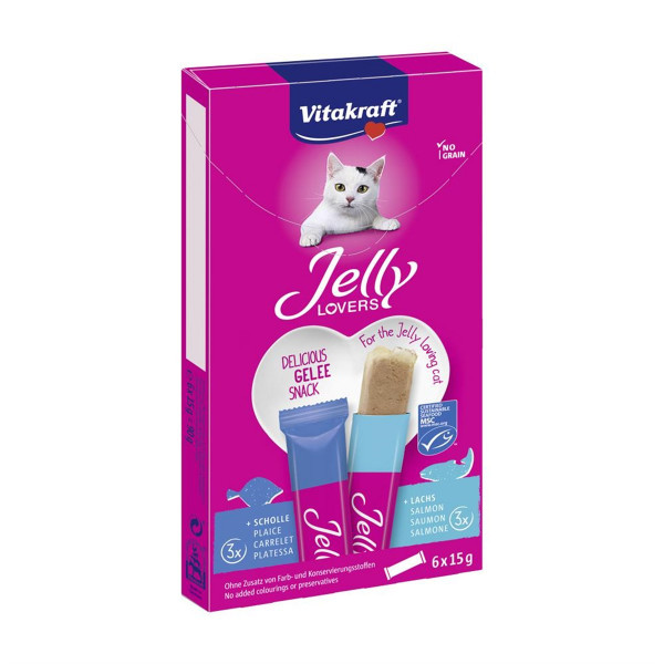 Vitakraft 6x15 Gr Jelly Lovers Jöle İçerisinde Somon ve Pisi Balıklı | Kedi Doğal Et Ödül Maması