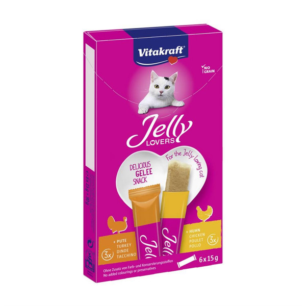 Vitakraft 6x15 Gr Jelly Lovers Jöle İçerisinde Tavuk ve Hindili | Kedi Doğal Et Ödül Maması