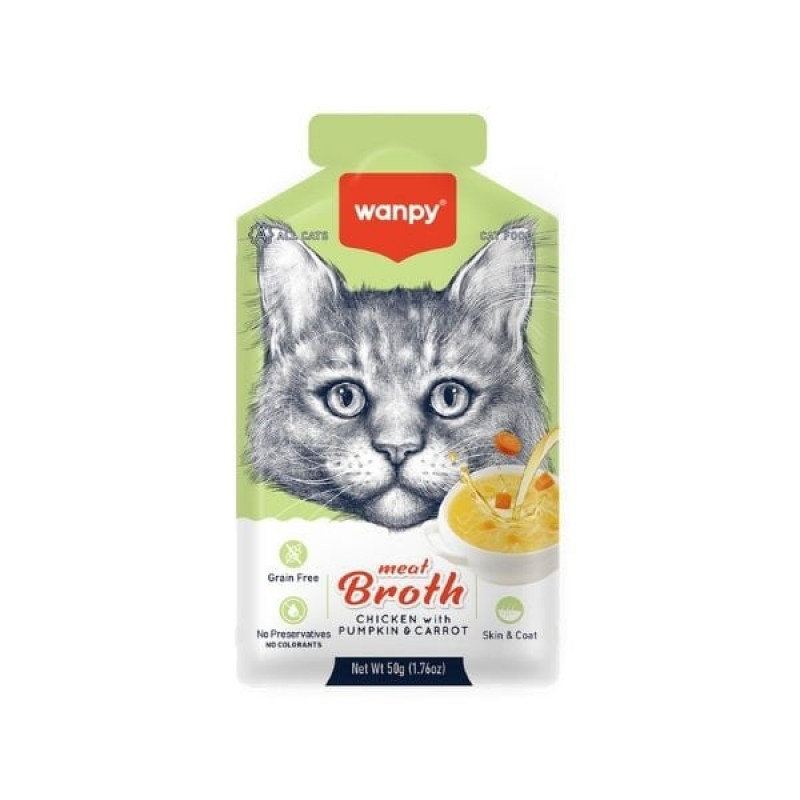 Wanpy 50 Gr Tavuk Etli Bal Kabaklı ve Havuçlu Tahılsız Kedi Çorbası | Kedi Sıvı Ödül Maması Wanpy 50 Gr Tavuk Etli Bal Kabaklı ve Havuçlu Tahılsız Kedi Çorbası | Kedi Sıvı Ödül Maması