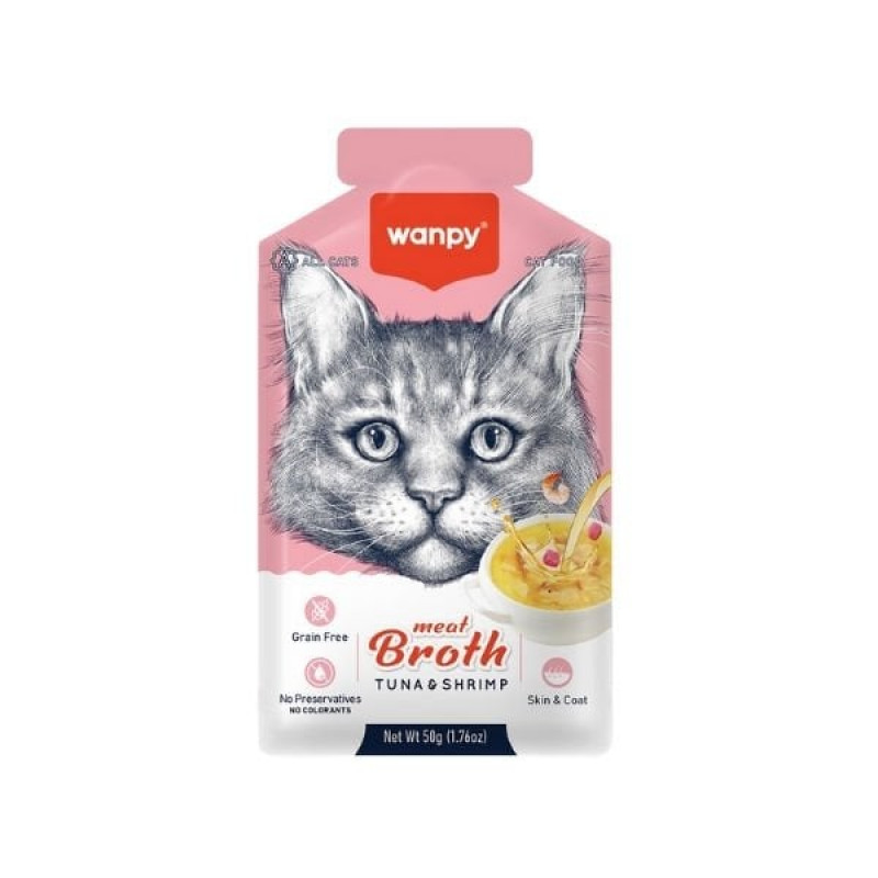 Wanpy 50 Gr Ton Balıklı ve Karidesli Tahılsız Kedi Çorbası | Kedi Sıvı Ödül Maması Wanpy 50 Gr Ton Balıklı ve Karidesli Tahılsız Kedi Çorbası | Kedi Sıvı Ödül Maması