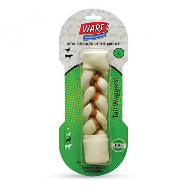 Warf L Tavuklu Örgü Kemik 20 cm 115 gr | Düğümlü Köpek Çiğneme Kemiği