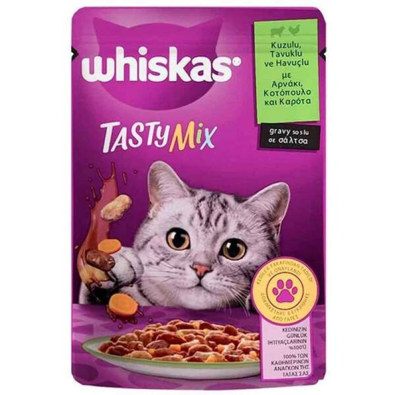 Whiskas 85 Gr Tasty Mix Kuzu Tavuk ve Havuç | Yetişkin Kedi Maması Whiskas 85 Gr Tasty Mix Kuzu Tavuk ve Havuç | Yetişkin Kedi Maması