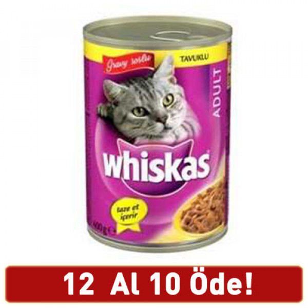 Whiskas 12 Adet Gravy Sos İçinde Tavuklu Yetişkin 400 Gr | Yetişkin Kedi Maması