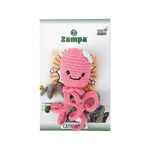 Zampa Catnipli Örgü Denizanası Oyuncağı | Kedi Otlu Oyuncak