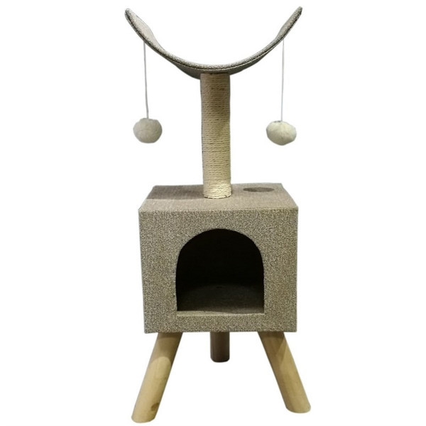 Zampa 30x30x78 Cm Üç Ayaklı Yuvalı Kedi Tırmalama | Kedi Tırmalama Tahtası