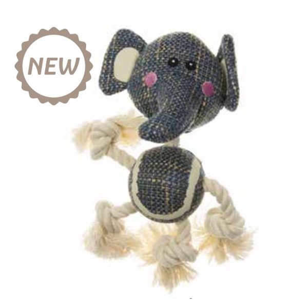 İmac 24x24x9 Cm İp ve Tenis Toplu Fil Oyuncak | Köpek Top Oyuncak