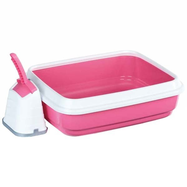 İmac 50x40x15 Cm Duo Kürekli Açık Tuvalet Pembe | Açık Kedi Tuvaleti